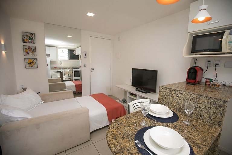 1201 - Flat Quarto e Sala a 400m da Praia Boa Viagem, Wi-Fi