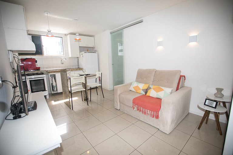 1201 - Flat Quarto e Sala a 400m da Praia Boa Viagem, Wi-Fi
