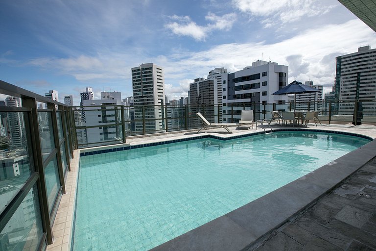 1201 - Flat Quarto e Sala a 400m da Praia Boa Viagem, Wi-Fi