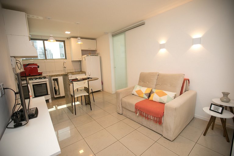 1201 - Flat Quarto e Sala a 400m da Praia Boa Viagem, Wi-Fi