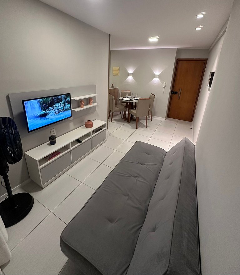 Novo Flat com Vista Mar, Piscina e Wi-Fi 500Mbps