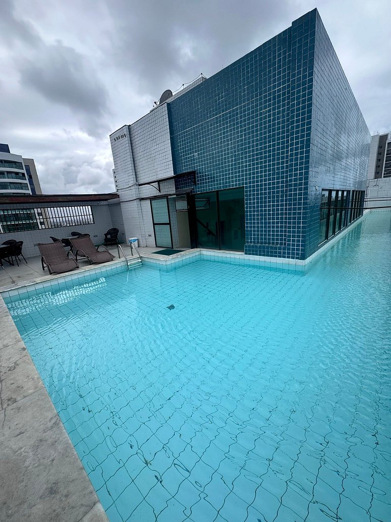 Novo Flat com Vista Mar, Piscina e Wi-Fi 500Mbps