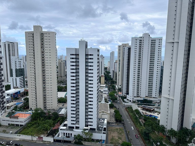 Novo Flat com Vista Mar, Piscina e Wi-Fi 500Mbps