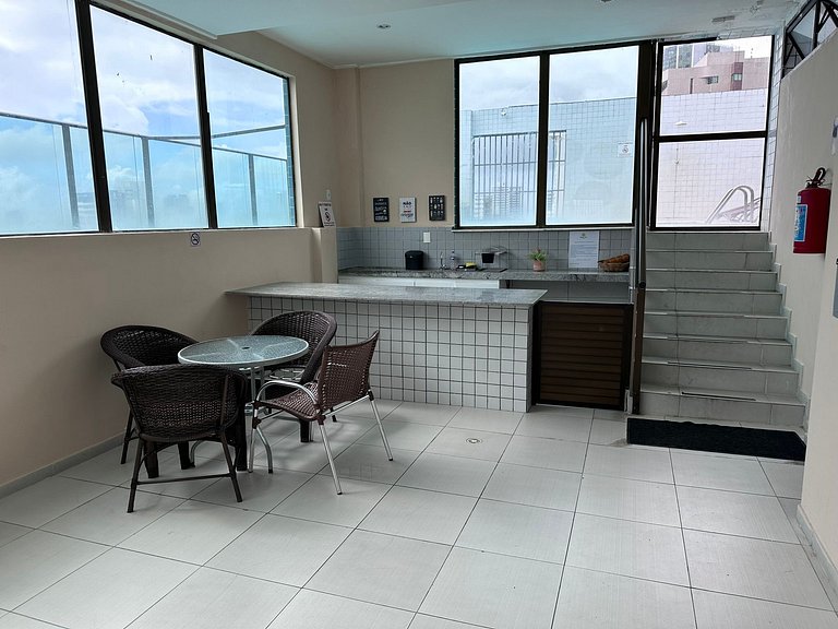 Novo Flat com Vista Mar, Piscina e Wi-Fi 500Mbps