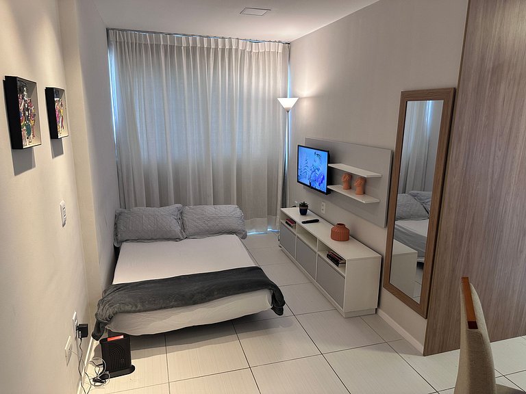 Novo Flat com Vista Mar, Piscina e Wi-Fi 500Mbps