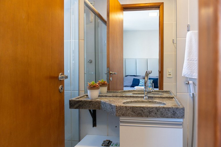 Novo Flat com Vista Mar, Piscina e Wi-Fi 500Mbps