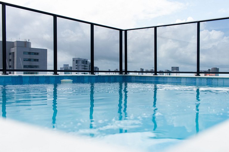Moderno Flat com Piscina, Wifi 500Mbps, localizado a 350 met