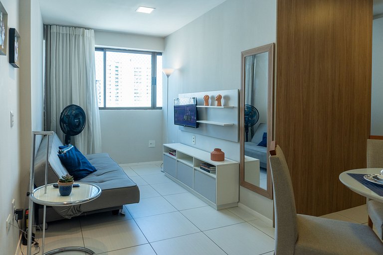 Flat Moderno Quarto e Sala em Boa Viagem, com Wi500Mbps e Pi