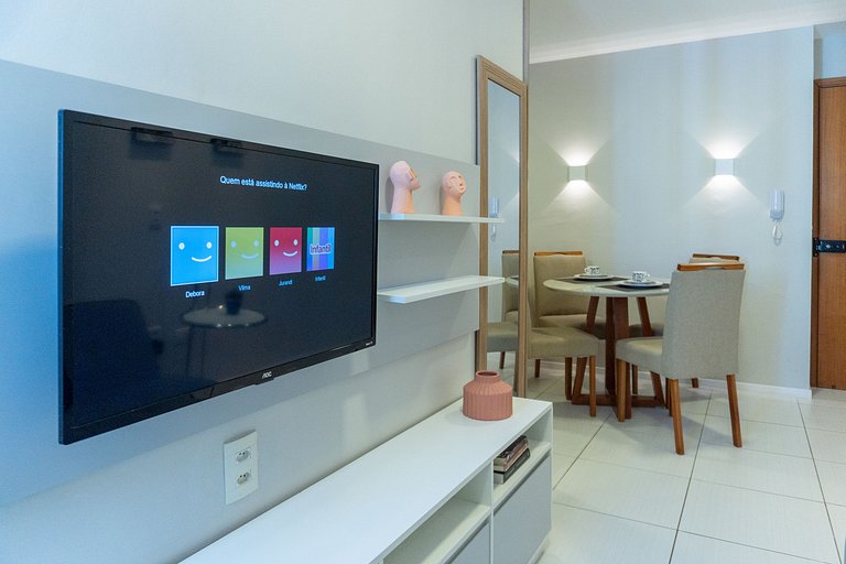 Novo Flat com Vista Mar, Piscina e Wi-Fi 500Mbps