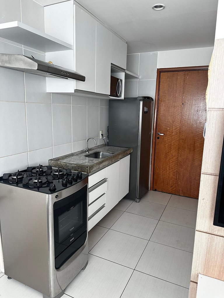 Flat com Vista Mar, Piscina e Wi-Fi