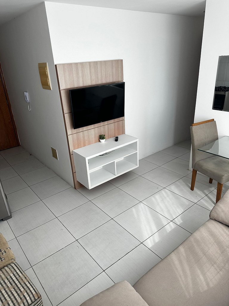 Flat com Vista Mar, Piscina e Wi-Fi