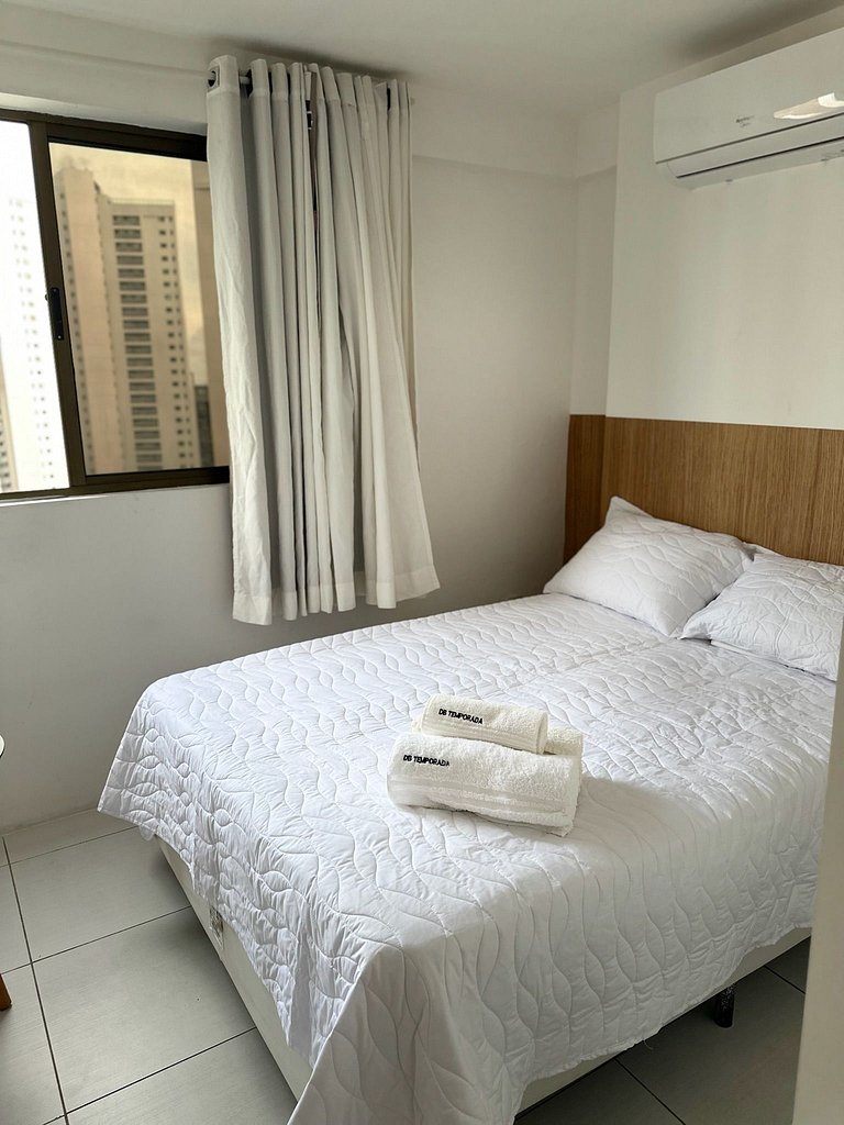 Flat com Vista Mar, Piscina e Wi-Fi