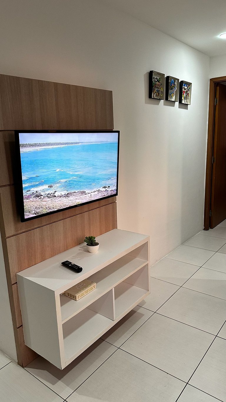 Flat com Vista Mar, Piscina e Wi-Fi