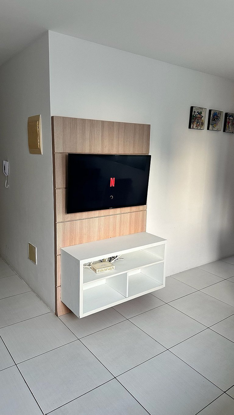 Flat com Vista Mar, Piscina e Wi-Fi