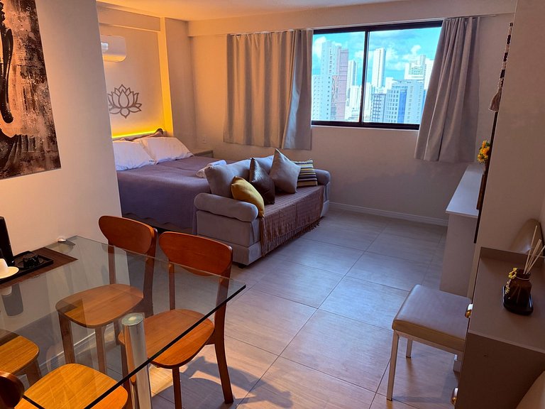 Flat com vista para o mar a 200 metros da praia