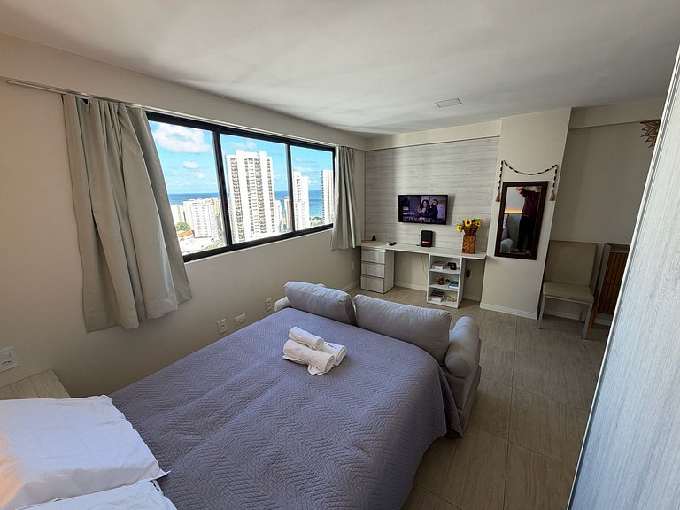 Flat com vista para o mar a 200 metros da praia